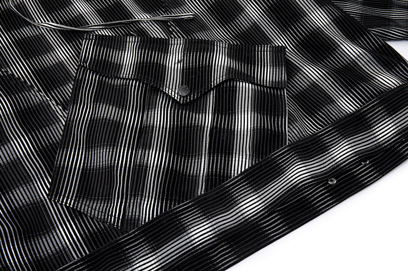 Distorted Plaid Half-Zip Pullover – Black & White, Boxy Fit