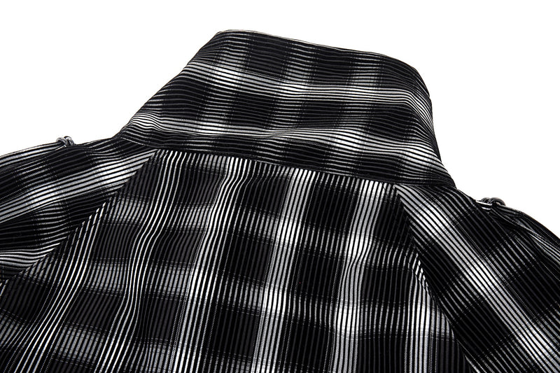 Distorted Plaid Half-Zip Pullover – Black & White, Boxy Fit