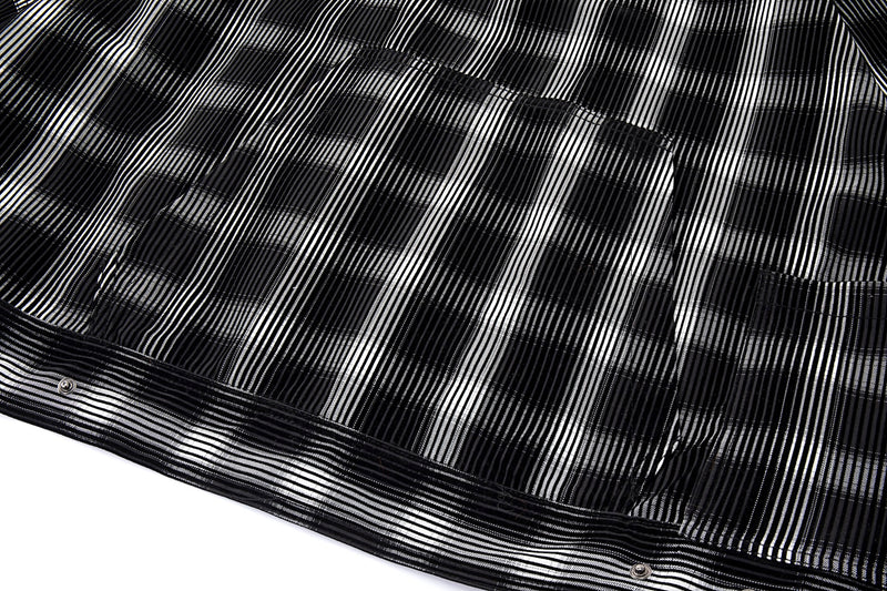 Distorted Plaid Half-Zip Pullover – Black & White, Boxy Fit