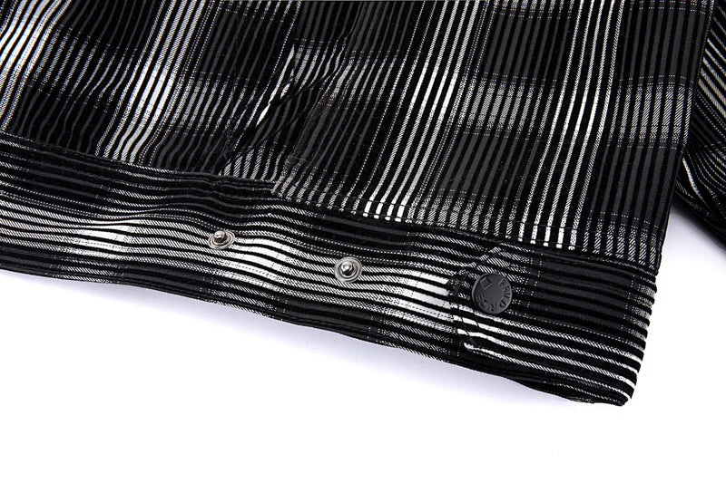 Distorted Plaid Half-Zip Pullover – Black & White, Boxy Fit