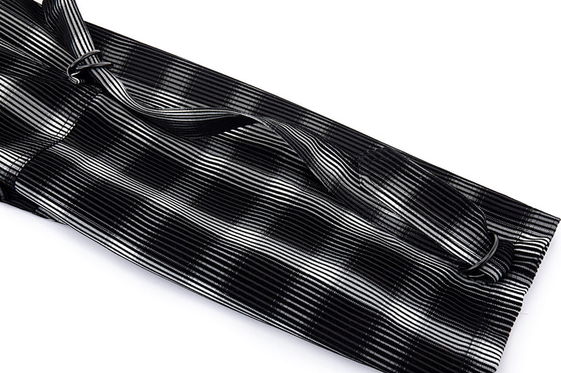 Distorted Plaid Half-Zip Pullover – Black & White, Boxy Fit