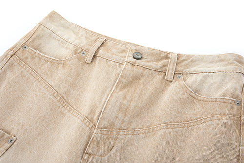 Anglular Utility Pocket Faded Jorts - Sand
