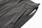 Noa Wrap-Front Pleated Pants – Wrap Around Sash Belt, Grey Pinstripe