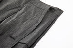 Noa Wrap-Front Pleated Pants – Wrap Around Sash Belt, Grey Pinstripe