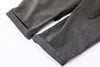 Noa Wrap-Front Pleated Pants – Wrap Around Sash Belt, Grey Pinstripe