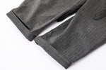 Noa Wrap-Front Pleated Pants – Wrap Around Sash Belt, Grey Pinstripe