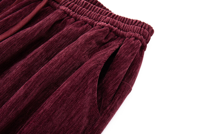 Velour Tracksuit Pants – Deep Rouge