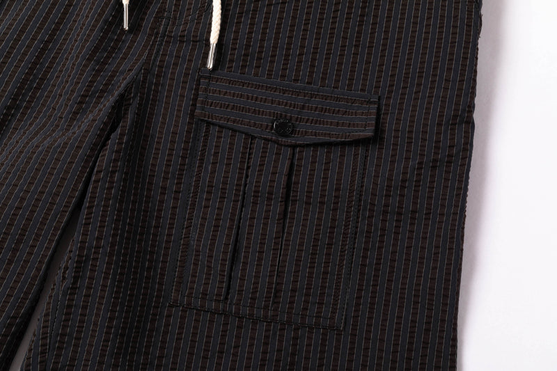 Seersucker Shorts - Midnight Track Stripe