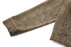 Suede brown wash with subtle camo-inspired texture sleeves