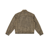 Unisex trucker-style jacket in suede brown with subtle camo, BACK VIEW