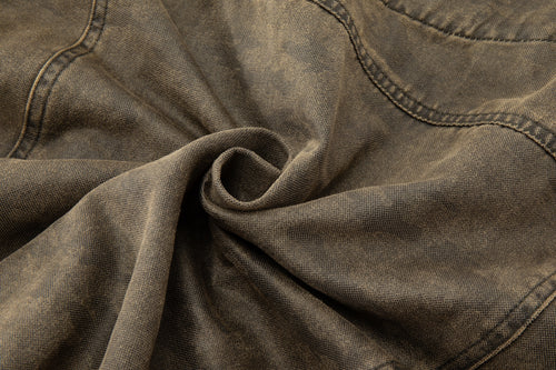 Close-up of suede brown camo wash