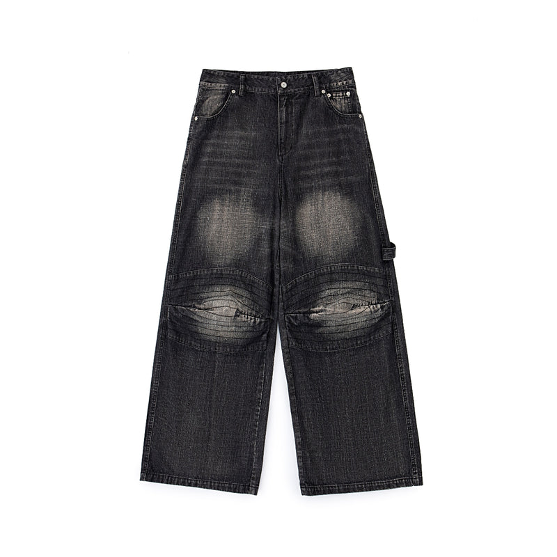 Wide Leg Carpenter Jeans - Fractal Knee Panels, Onyx