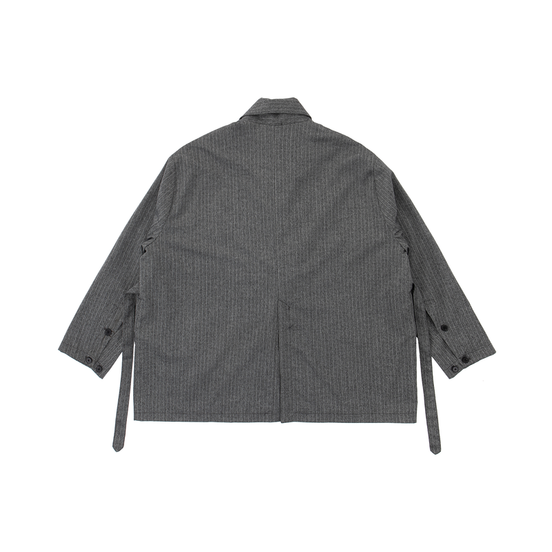 oversized wrap jacket, unisex pinstripe jacket