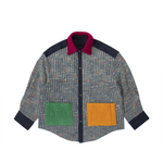 Multi-color shirt with colorful patchwork design on a white background