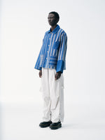 Striped Patch Workman Shirt – Indigo Contrasting Patterns