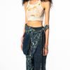 Wrap Pants - Floral Pattern x Fade-Washed Denim