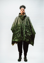 Reversible Hooded Down Poncho - Green