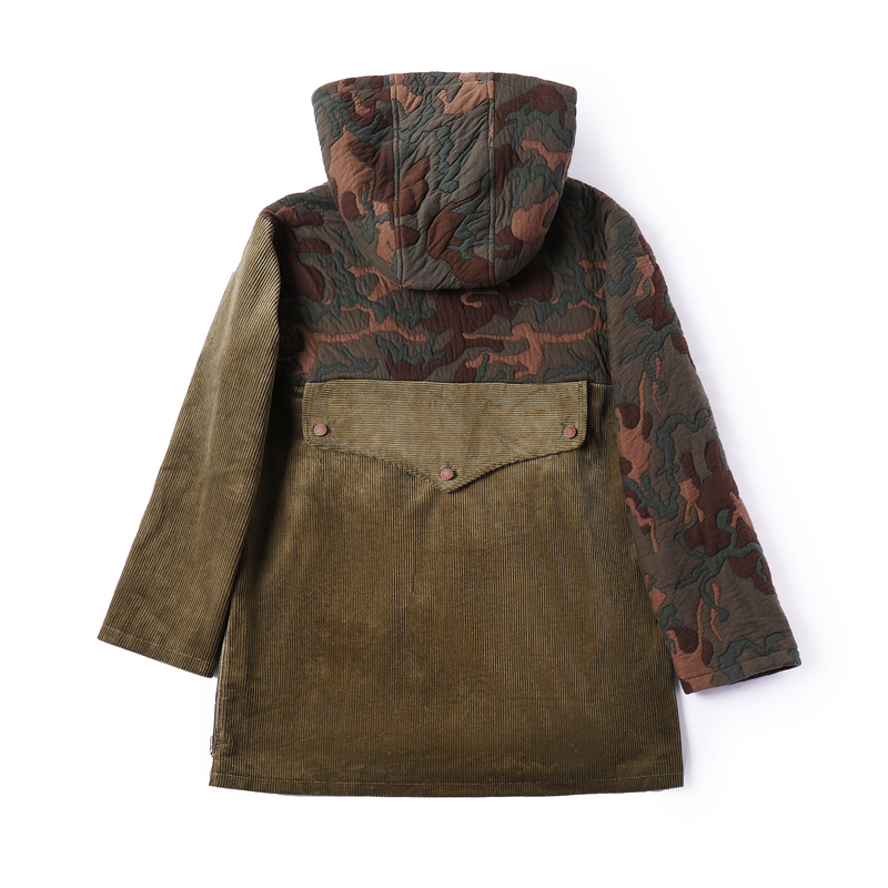 Camo Quilted Hooded Pullover - Zipper Sides