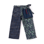 Wrap Pants - Floral Pattern x Fade-Washed Denim