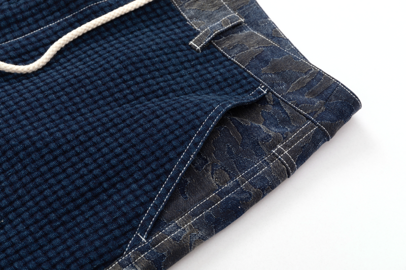 Long Shorts - Contrasting Pattern Denim