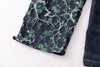 Wrap Pants - Floral Pattern x Fade-Washed Denim