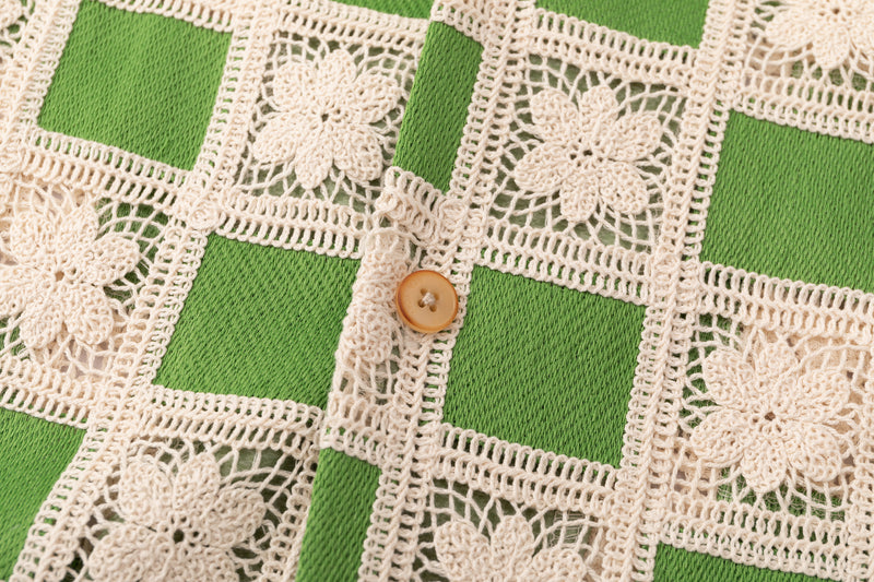 Short Sleeve Shirt - Floral Crochet