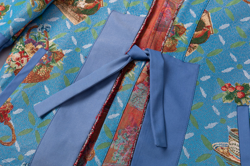 Kimono Blazer - Vintage Homestyle Woven Pattern