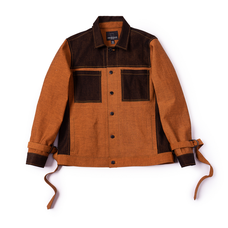 Black and orange jean jacket discount