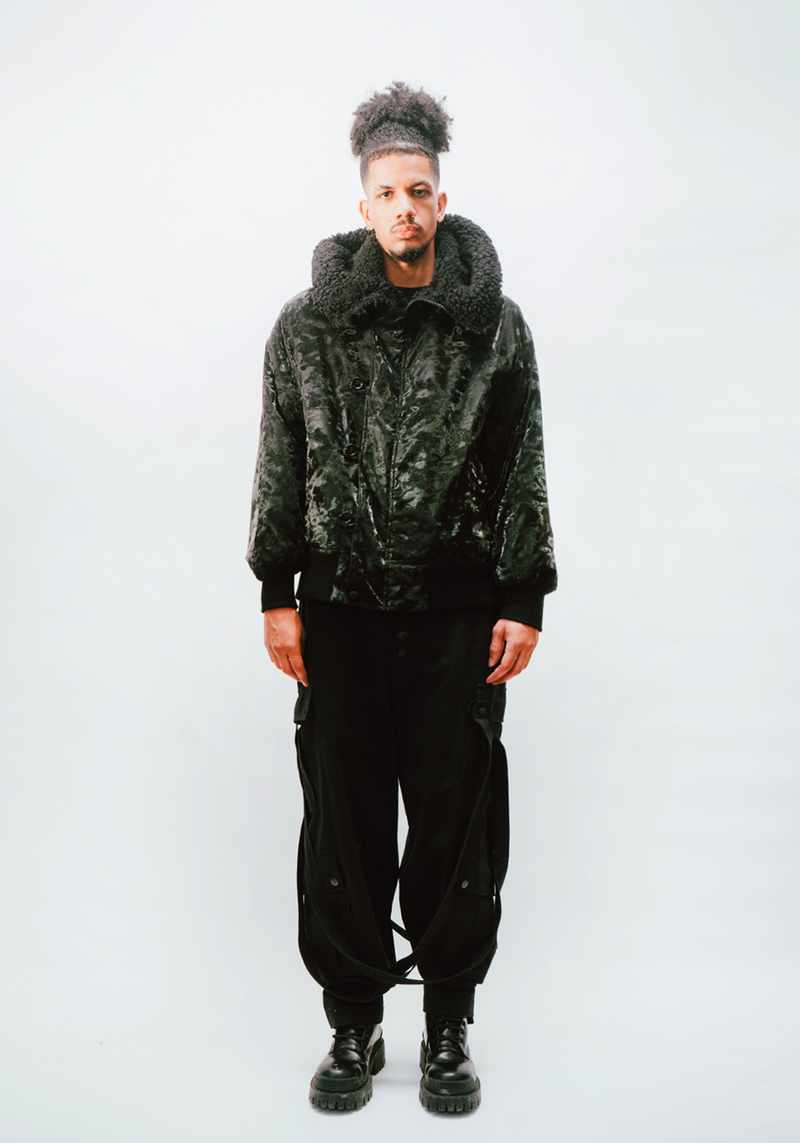 Reversible Hooded Jacket - Black Faux Fur