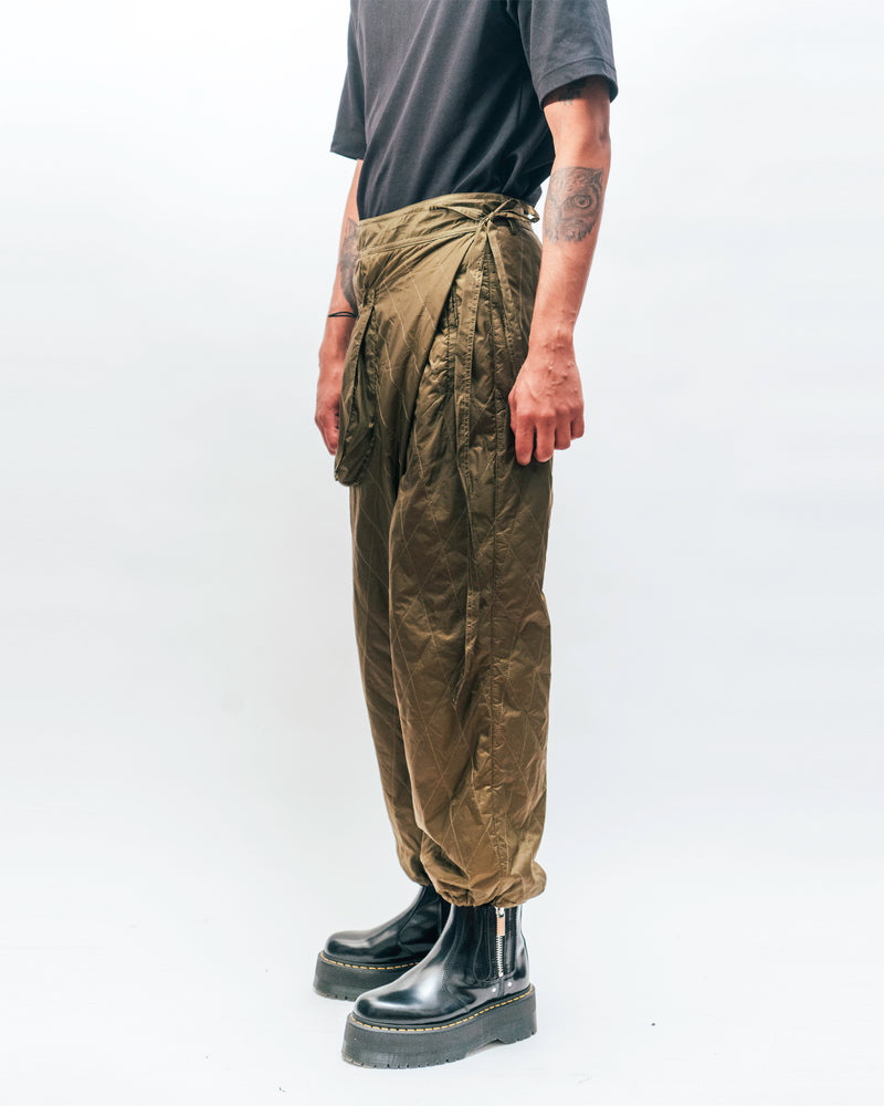 Olive Quilted Wrap Pants (FINAL SALE)