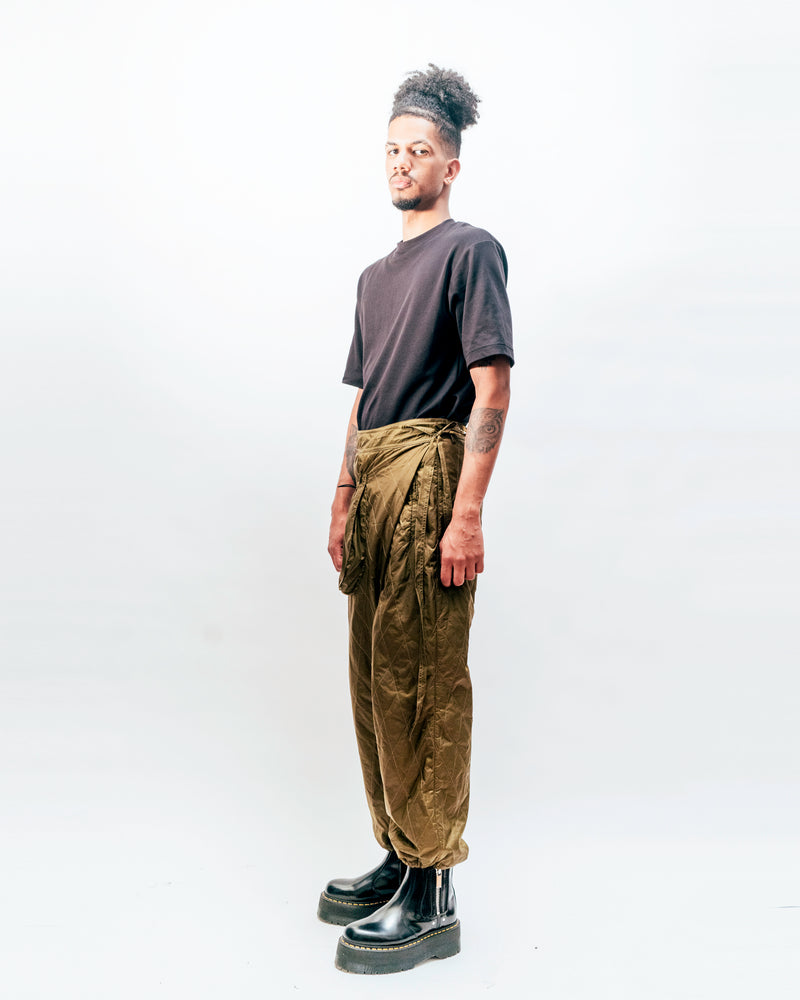 Olive Quilted Wrap Pants (FINAL SALE)