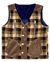 Reversible Vest -  Green Plaid & Blue Solid Sides