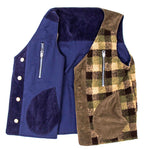 Reversible Vest -  Green Plaid & Blue Solid Sides