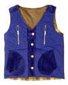 Reversible Vest -  Green Plaid & Blue Solid Sides