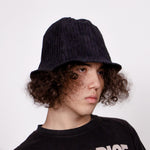 Corduroy Lampshade Hat - Black